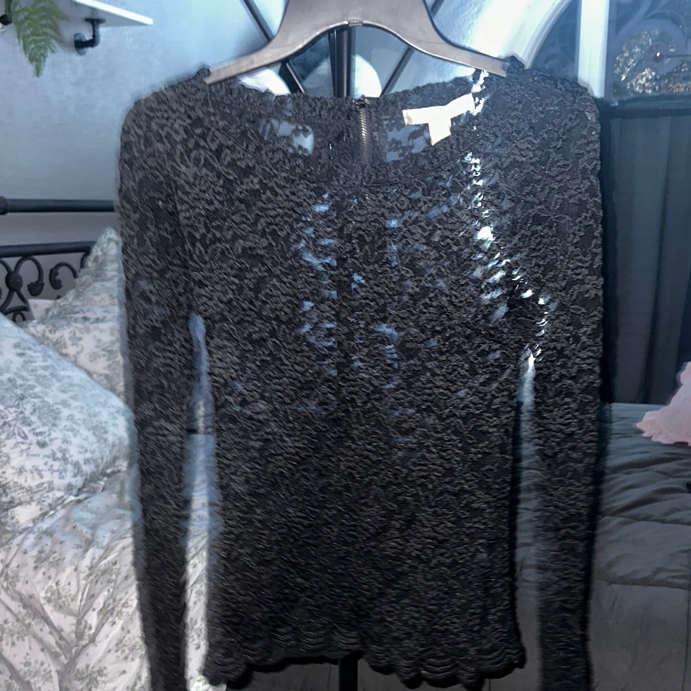 Forever 21 Black Lace zip up- Top